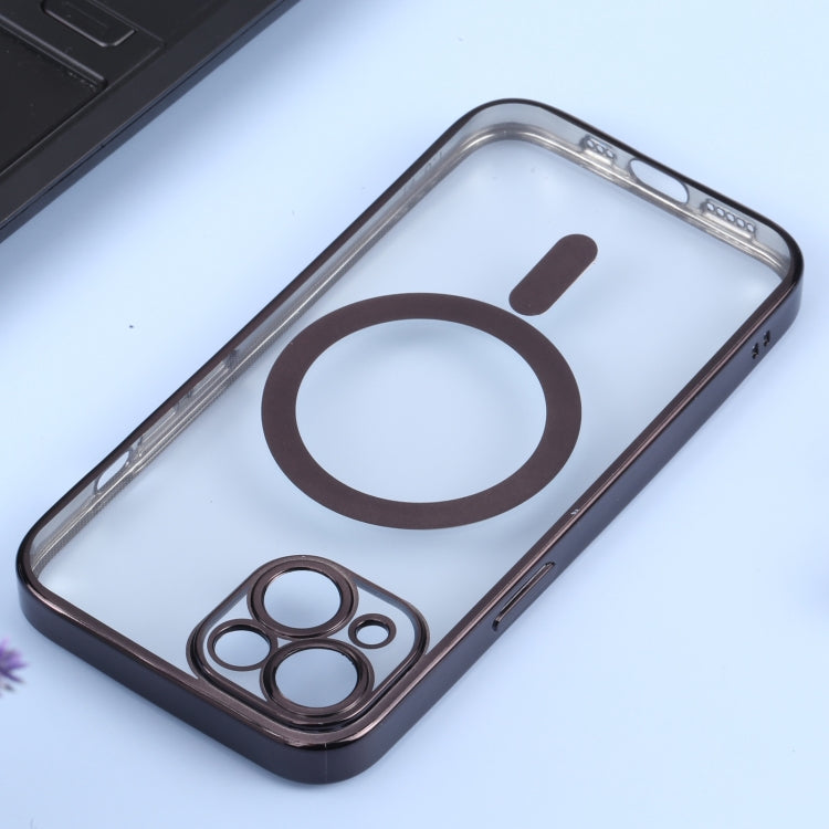 For iPhone 14 MagSafe Electroplating Straight TPU Phone Case (Black) Eurekaonline