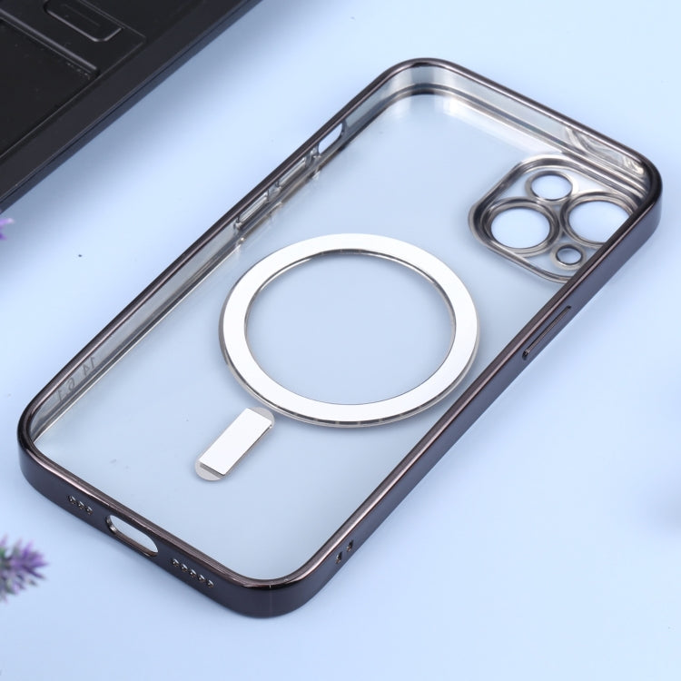 For iPhone 14 MagSafe Electroplating Straight TPU Phone Case (Black) Eurekaonline