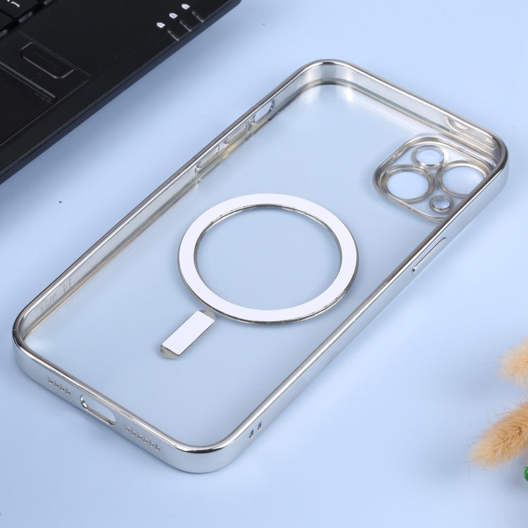 For iPhone 14 MagSafe Electroplating Straight TPU Phone Case (Silver) Eurekaonline