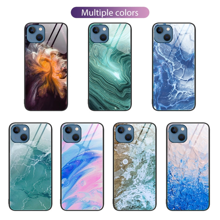 For iPhone 14 Marble Pattern Glass Protective Phone Case (Typhoon) Eurekaonline