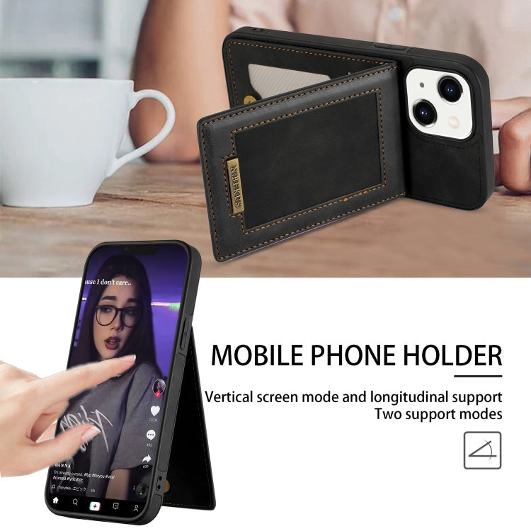For iPhone 14 N.BEKUS Vertical Flip Card Slot RFID Phone Case (Black) Eurekaonline