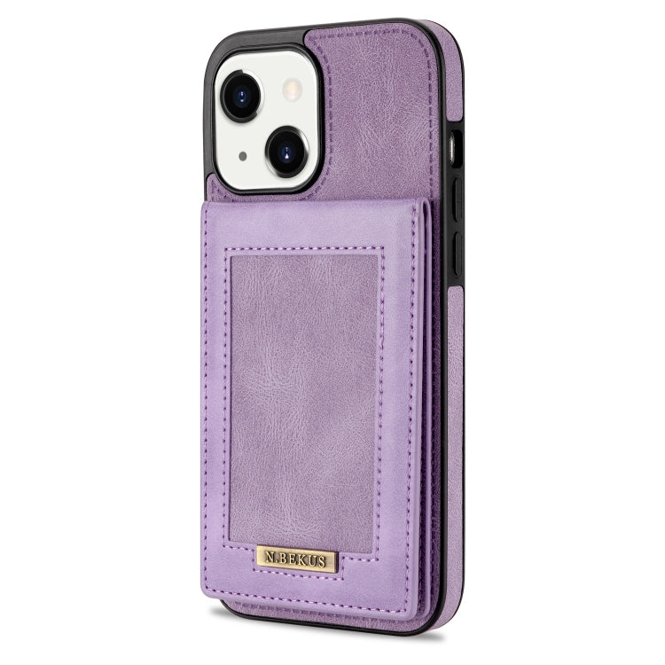 For iPhone 14 N.BEKUS Vertical Flip Card Slot RFID Phone Case (Purple) Eurekaonline