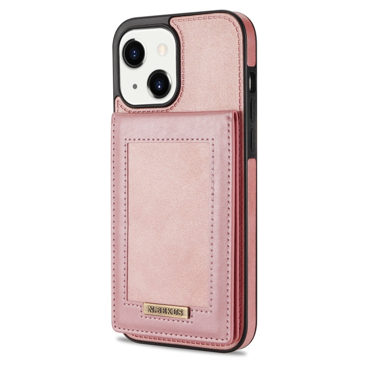 For iPhone 14 N.BEKUS Vertical Flip Card Slot RFID Phone Case (Rose Gold) Eurekaonline