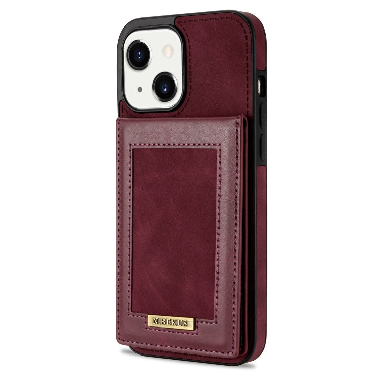 For iPhone 14 N.BEKUS Vertical Flip Card Slot RFID Phone Case (Wine Red) Eurekaonline