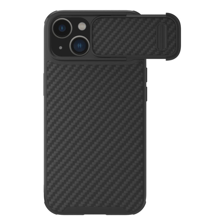 For iPhone 14 NILLKIN Synthetic Fiber Camshield Phone Case(Black) Eurekaonline