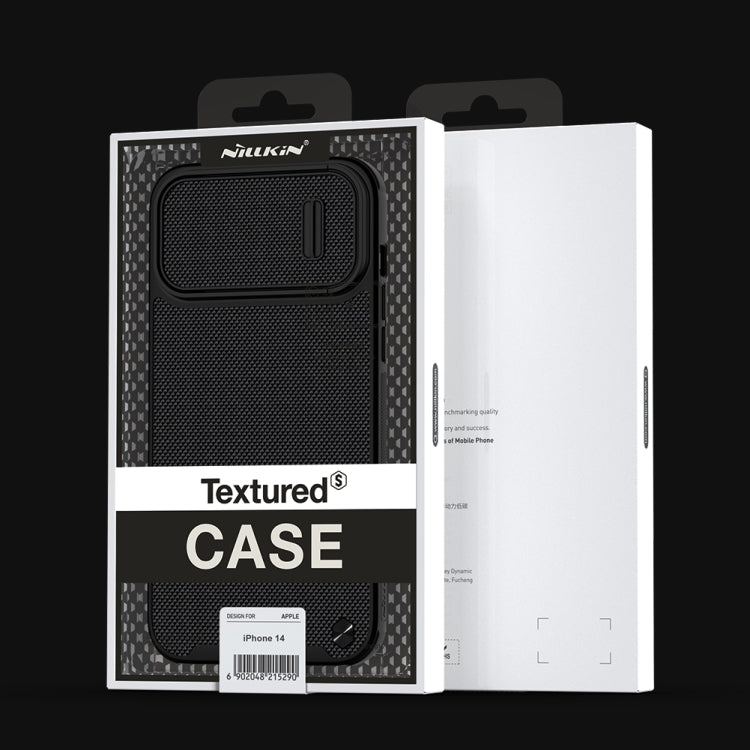 For iPhone 14 NILLKIN Texture MagSafe Camshield PC + TPU Phone Case(Black) Eurekaonline
