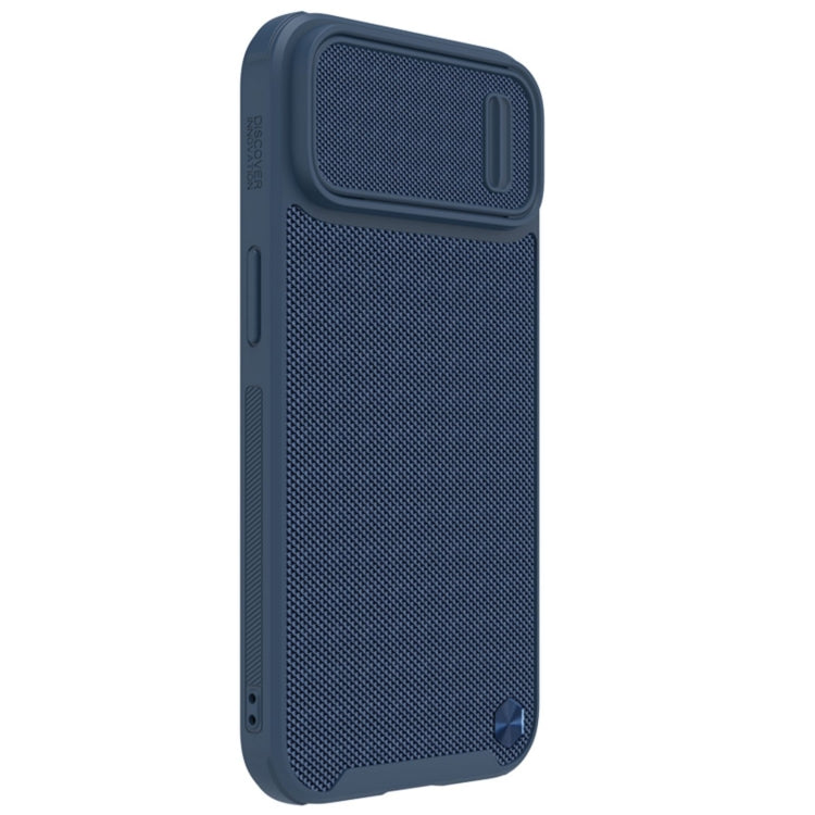 For iPhone 14 NILLKIN Texture MagSafe Camshield PC + TPU Phone Case(Blue) Eurekaonline