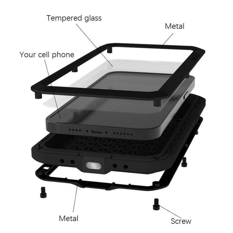 For iPhone 14 Plus LOVE MEI Metal Shockproof Waterproof Dustproof Phone Case(Army Green) Eurekaonline