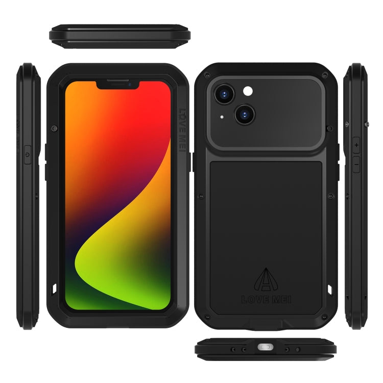 For iPhone 14 Plus LOVE MEI Metal Shockproof Waterproof Dustproof Phone Case(Black) Eurekaonline