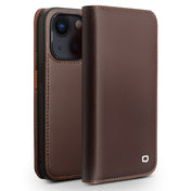 For iPhone 14 Plus QIALINO Business Horizontal Flip PU Phone Case (Brown) Eurekaonline