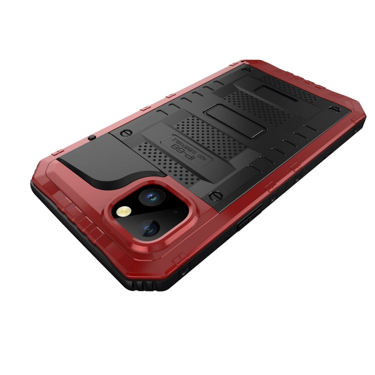 For iPhone 14 Plus Shockproof Waterproof Dustproof Metal + Silicone Phone Case(Red) Eurekaonline