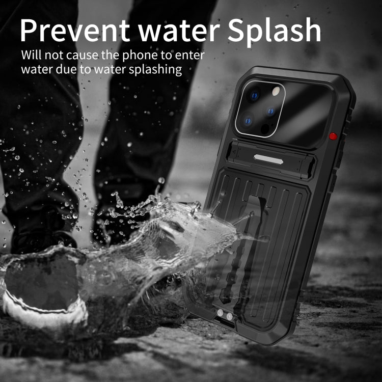 For iPhone 14 Pro Max Armor Shockproof Splash-proof Dust-proof Phone Case (Black) Eurekaonline