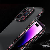 For iPhone 14 Pro Max Aurora Series Lens Protector + Metal Frame Phone Case (Black Purple) Eurekaonline
