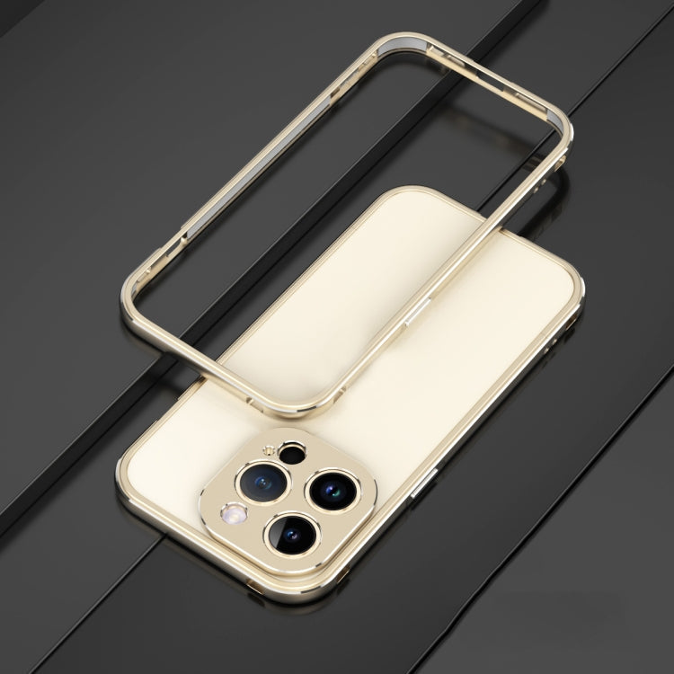 For iPhone 14 Pro Max Aurora Series Lens Protector + Metal Frame Phone Case (Gold) Eurekaonline