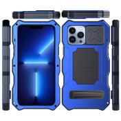 For iPhone 14 Pro Max Camshield Tri-poof Metal Phone Case with Holder(Blue) Eurekaonline