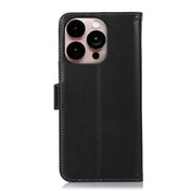 For iPhone 14 Pro Max Crazy Horse Top Layer Cowhide Leather Phone Case (Black) Eurekaonline