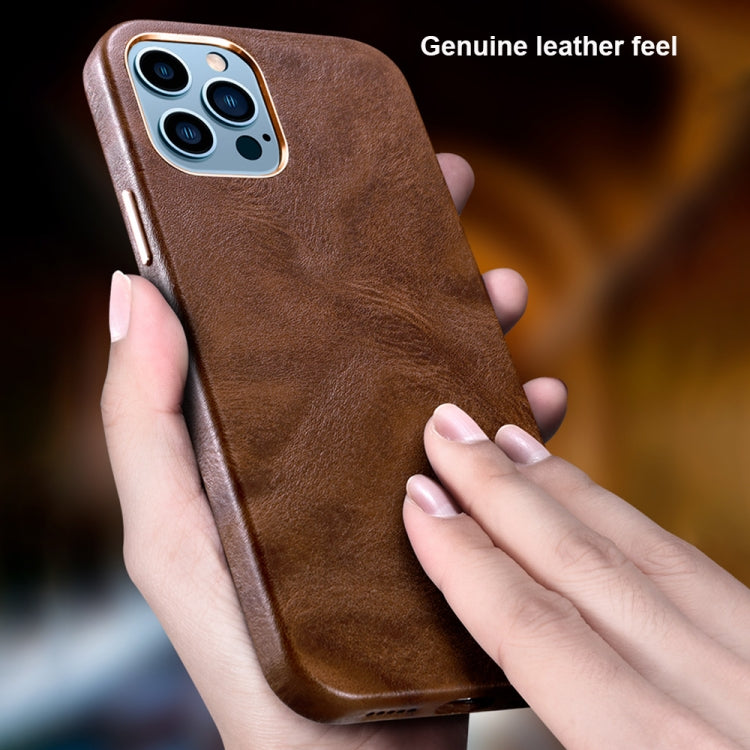For iPhone 14 Pro Max ICARER Oil Wax Genuine Leather Back Magsafe Phone Case(Brown) Eurekaonline