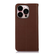 For iPhone 14 Pro Max KHAZNEH Nappa Top Layer Cowhide Leather Phone Case (Brown) Eurekaonline