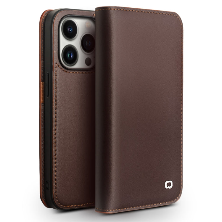 For iPhone 14 Pro Max QIALINO Business Horizontal Flip PU Phone Case (Brown) Eurekaonline