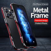 For iPhone 14 Pro Max Sharp Edge Magnetic Shockproof Metal Frame Phone Case(Black Red) Eurekaonline