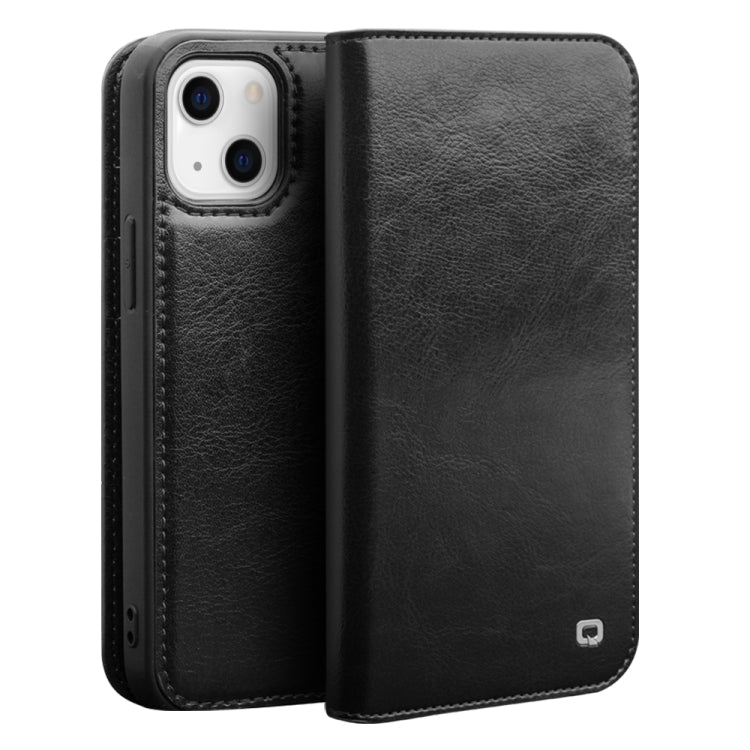 For iPhone 14 QIALINO Horizontal Flip Leather Phone Case (Black) Eurekaonline