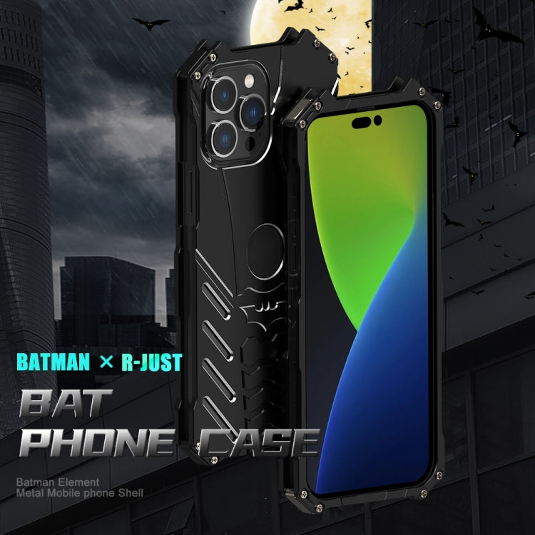 For iPhone 14 R-JUST Batman Metal Mobile Phone Protective Case (Black) Eurekaonline