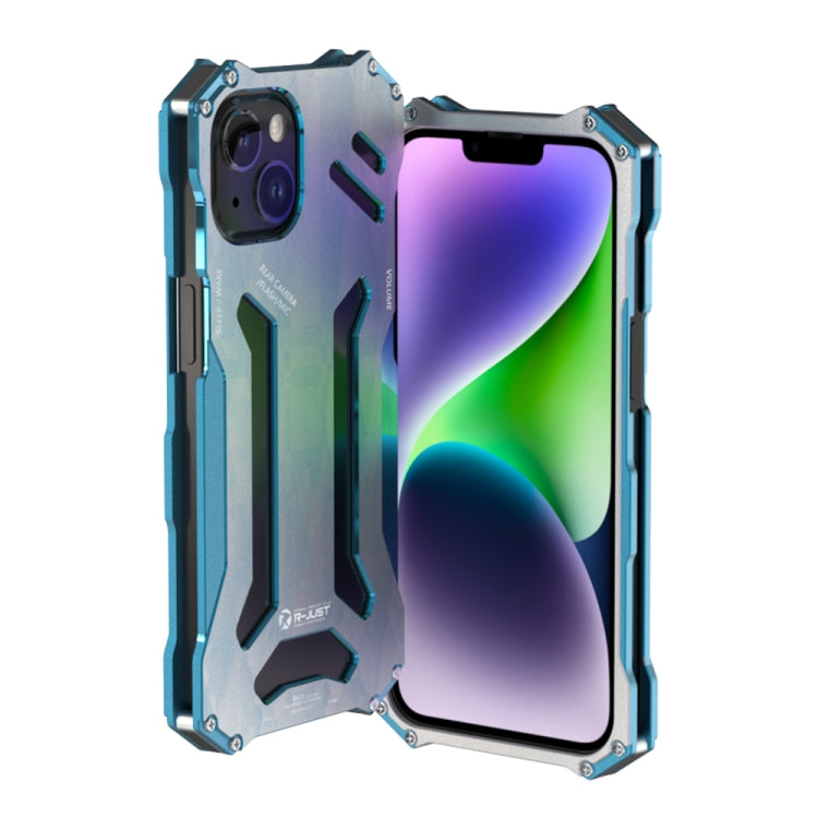 For iPhone 14 R-JUST RJ17 Shockproof Armor Metal Phone Case(Blue) Eurekaonline
