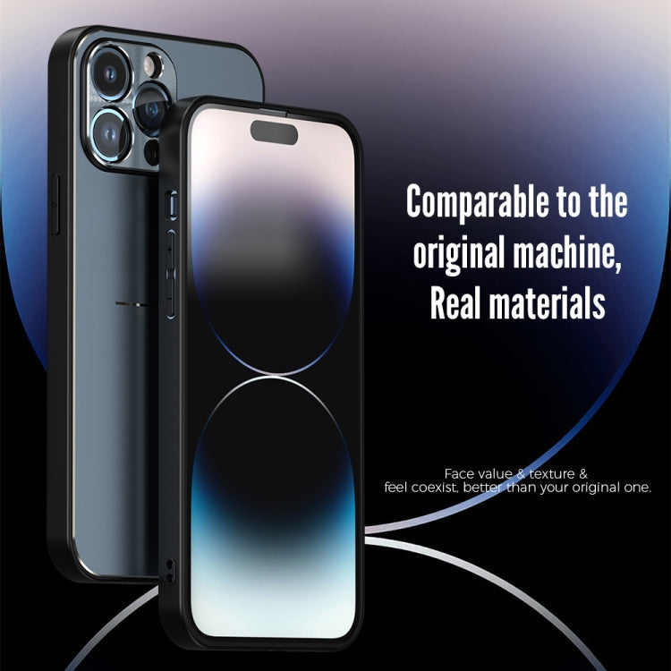 For iPhone 14 R-JUST RJ52 3-Line Style Metal TPU Shockproof Phone Case(Black) Eurekaonline