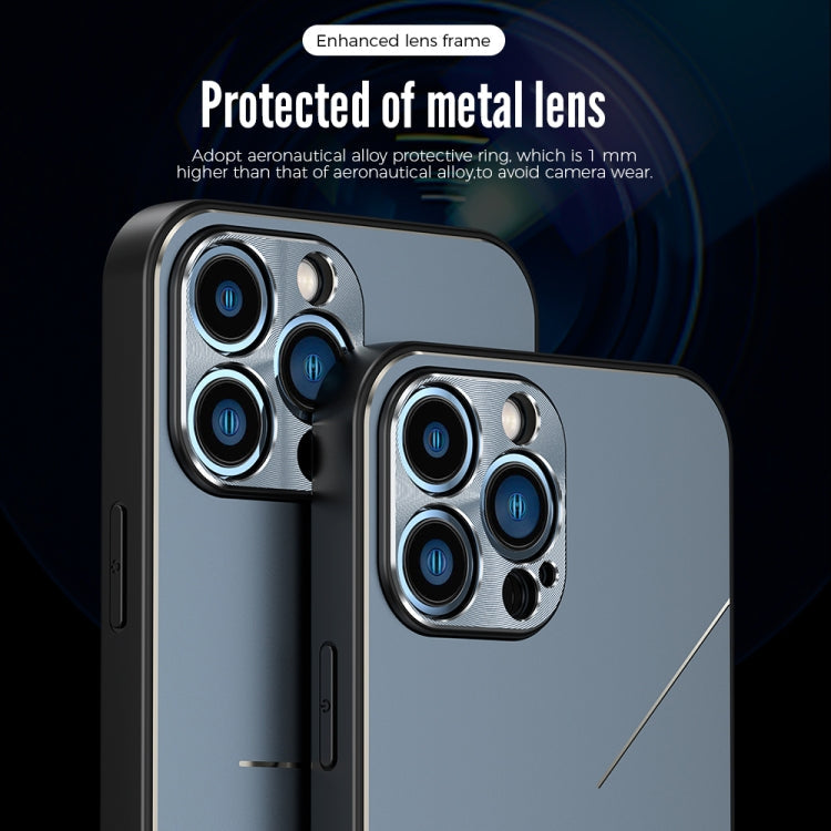 For iPhone 14 R-JUST RJ52 3-Line Style Metal TPU Shockproof Phone Case(Black) Eurekaonline