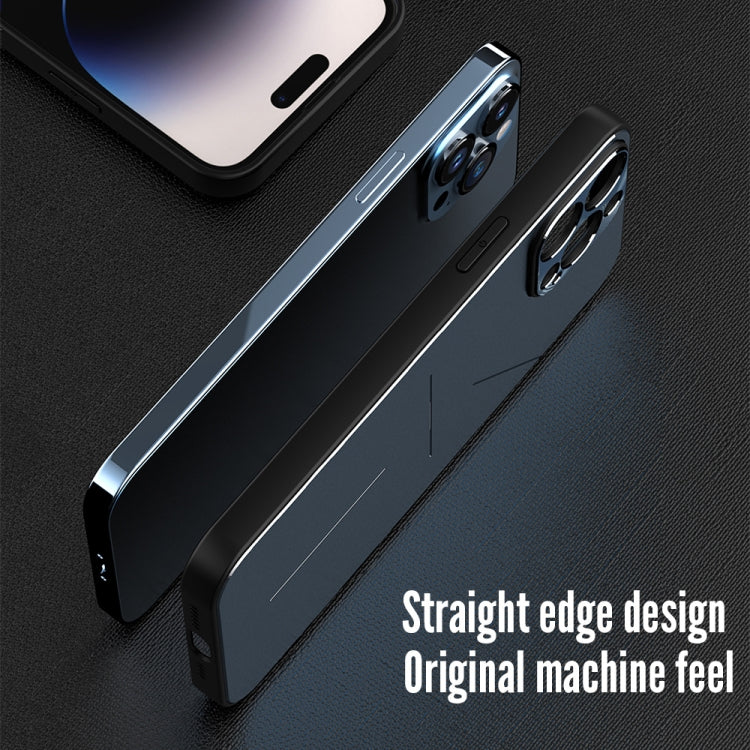 For iPhone 14 R-JUST RJ52 3-Line Style Metal TPU Shockproof Phone Case(Blue) Eurekaonline