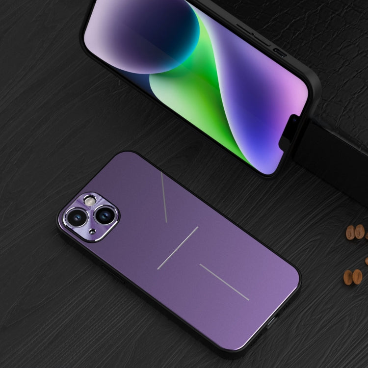 For iPhone 14 R-JUST RJ52 3-Line Style Metal TPU Shockproof Phone Case(Purple) Eurekaonline