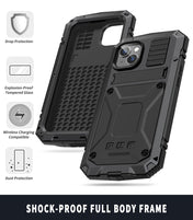 For iPhone 14 R-JUST Shockproof Waterproof Dust-proof Case with Holder (Black) Eurekaonline
