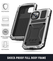 For iPhone 14 R-JUST Shockproof Waterproof Dust-proof Case with Holder (Silver) Eurekaonline
