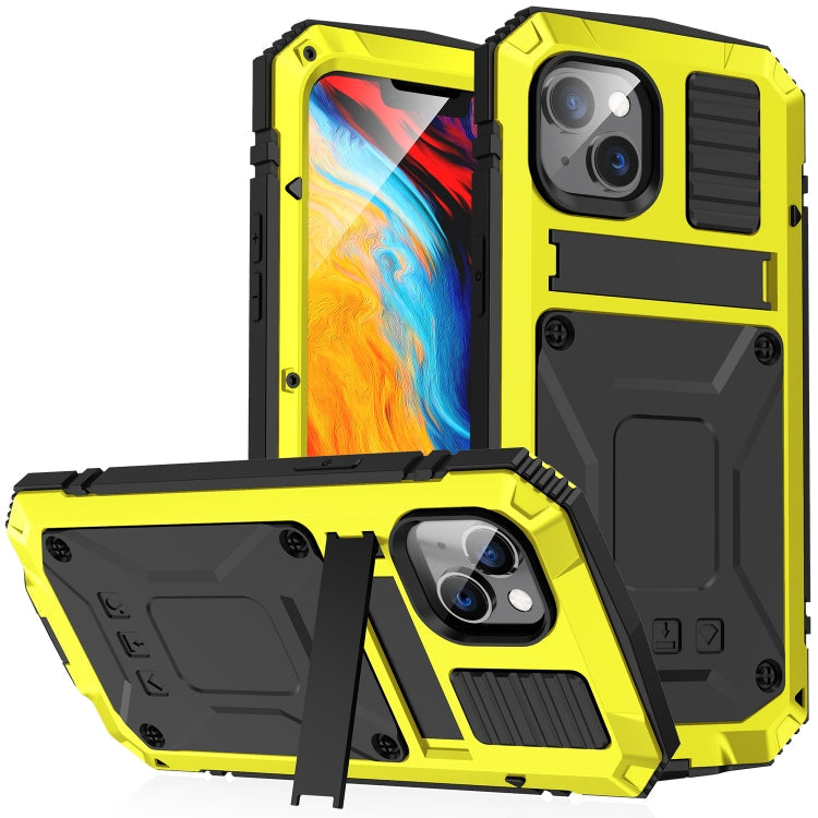 For iPhone 14 R-JUST Shockproof Waterproof Dust-proof Case with Holder (Yellow) Eurekaonline