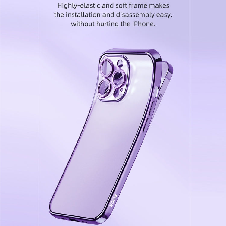 For iPhone 14 ROCK Frosted Plated Phone Case (Purple) Eurekaonline