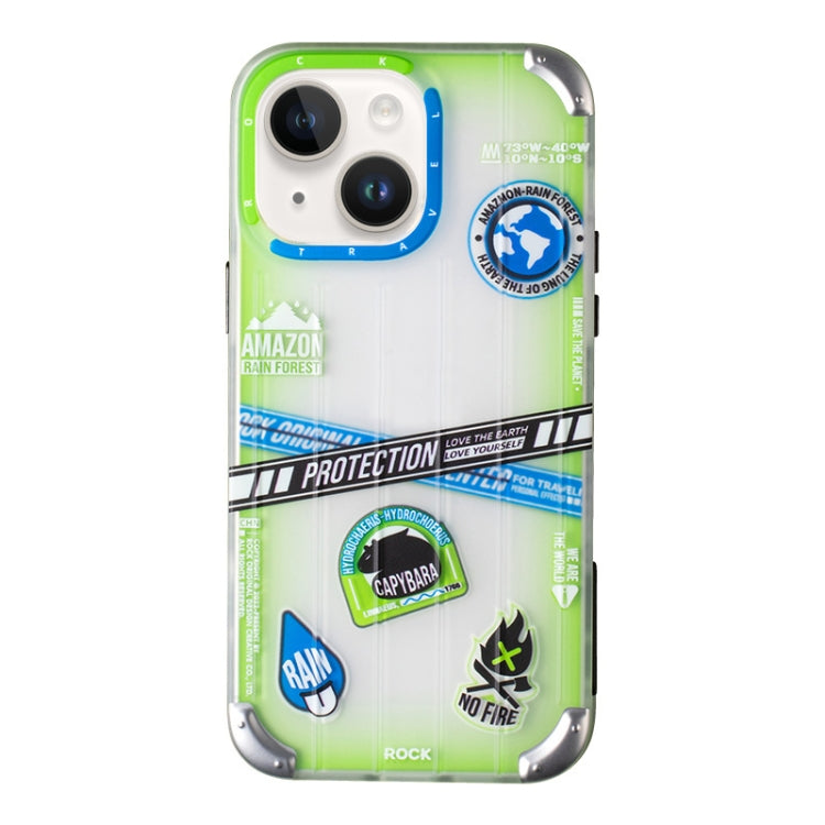 For iPhone 14 ROCK InShare Travel Series PC+TPU Phone Case (Tropical Rainforest) Eurekaonline