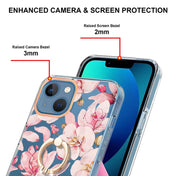For iPhone 14 Ring IMD Flowers TPU Phone Case (Pink Gardenia) Eurekaonline