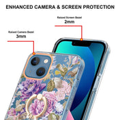 For iPhone 14 Ring IMD Flowers TPU Phone Case (Purple Peony) Eurekaonline