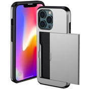 For iPhone 14 Shockproof Armor Protective Phone Case with Slide Card Slot (Silver) Eurekaonline