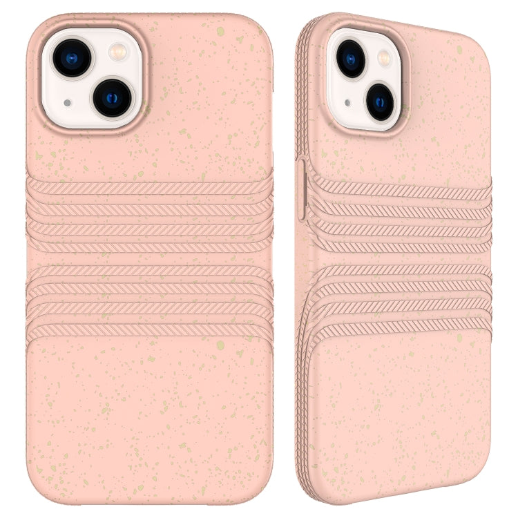 For iPhone 14 Wheat Straw Material Degradable TPU Phone Case(Pink) Eurekaonline