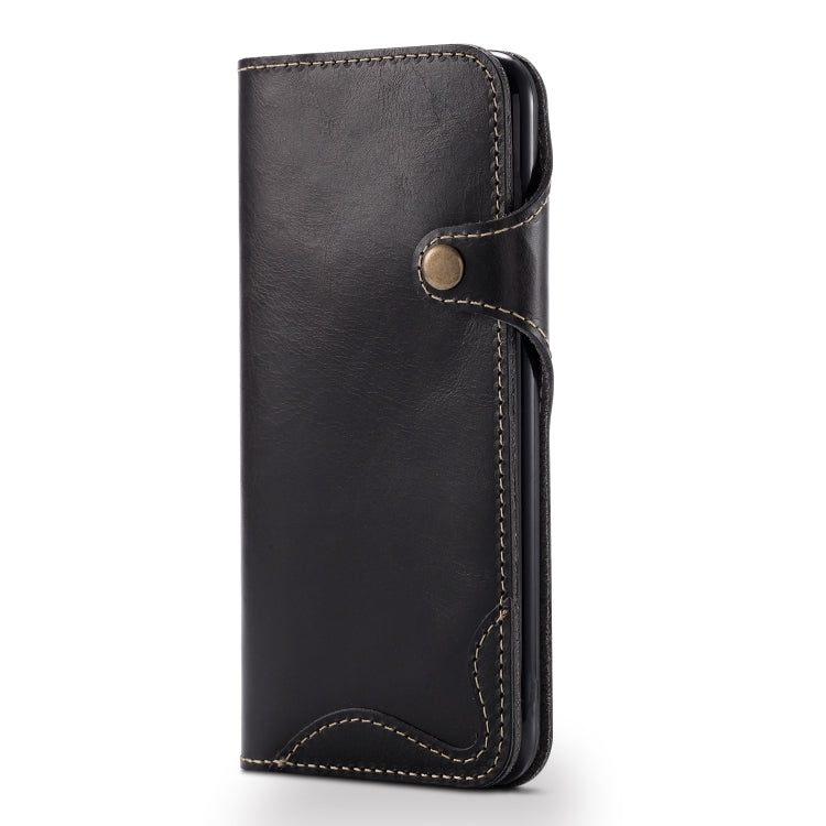  6s Plus Denior Oil Wax Cowhide Magnetic Button Horizontal Flip Leather Case with Card Slots & Wallet(Black) Eurekaonline