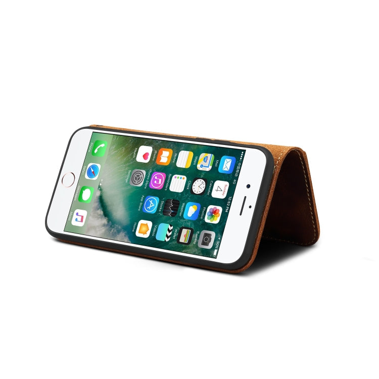 For iPhone 6 Plus / 6s Plus Denior Oil Wax Cowhide Magnetic Button Horizontal Flip Leather Case with Card Slots & Wallet(Black) Eurekaonline