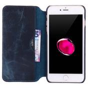 For iPhone 6 Plus / 7 Plus / 8 Plus Denior Oil Wax Cowhide Simple Horizontal Flip Leather Case with Card Slots & Wallet(Dark Blue) Eurekaonline