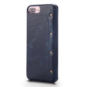 For iPhone 6 Plus / 7 Plus / 8 Plus Denior Oil Wax Cowhide Simple Horizontal Flip Leather Case with Card Slots & Wallet(Dark Blue) Eurekaonline