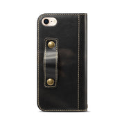 For iPhone 7 / 8 Denior Oil Wax Cowhide DK Magnetic Button Horizontal Flip Leather Case with Holder & Card Slots & Wallet(Black) Eurekaonline