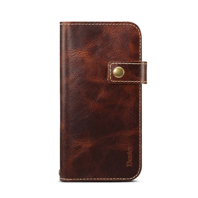  8 Denior Oil Wax Cowhide DK Magnetic Button Horizontal Flip Leather Case with Holder & Card Slots & Wallet(Brown) Eurekaonline