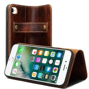 For iPhone 7 / 8 Denior Oil Wax Cowhide DK Magnetic Button Horizontal Flip Leather Case with Holder & Card Slots & Wallet(Brown) Eurekaonline