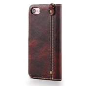 For iPhone 7 / 8 Denior Oil Wax Cowhide Magnetic Button Horizontal Flip Leather Case with Card Slots & Wallet(Dark Red) Eurekaonline