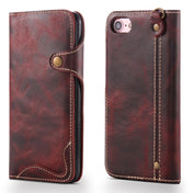 For iPhone 7 / 8 Denior Oil Wax Cowhide Magnetic Button Horizontal Flip Leather Case with Card Slots & Wallet(Dark Red) Eurekaonline