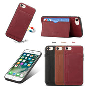 For iPhone 7 / 8 Denior V3 Luxury Car Cowhide Leather Protective Case with Holder & Card Slot(Dark Red) Eurekaonline